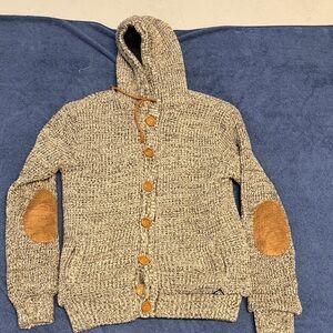 American Stitch Knit Cardigan with Tan Details